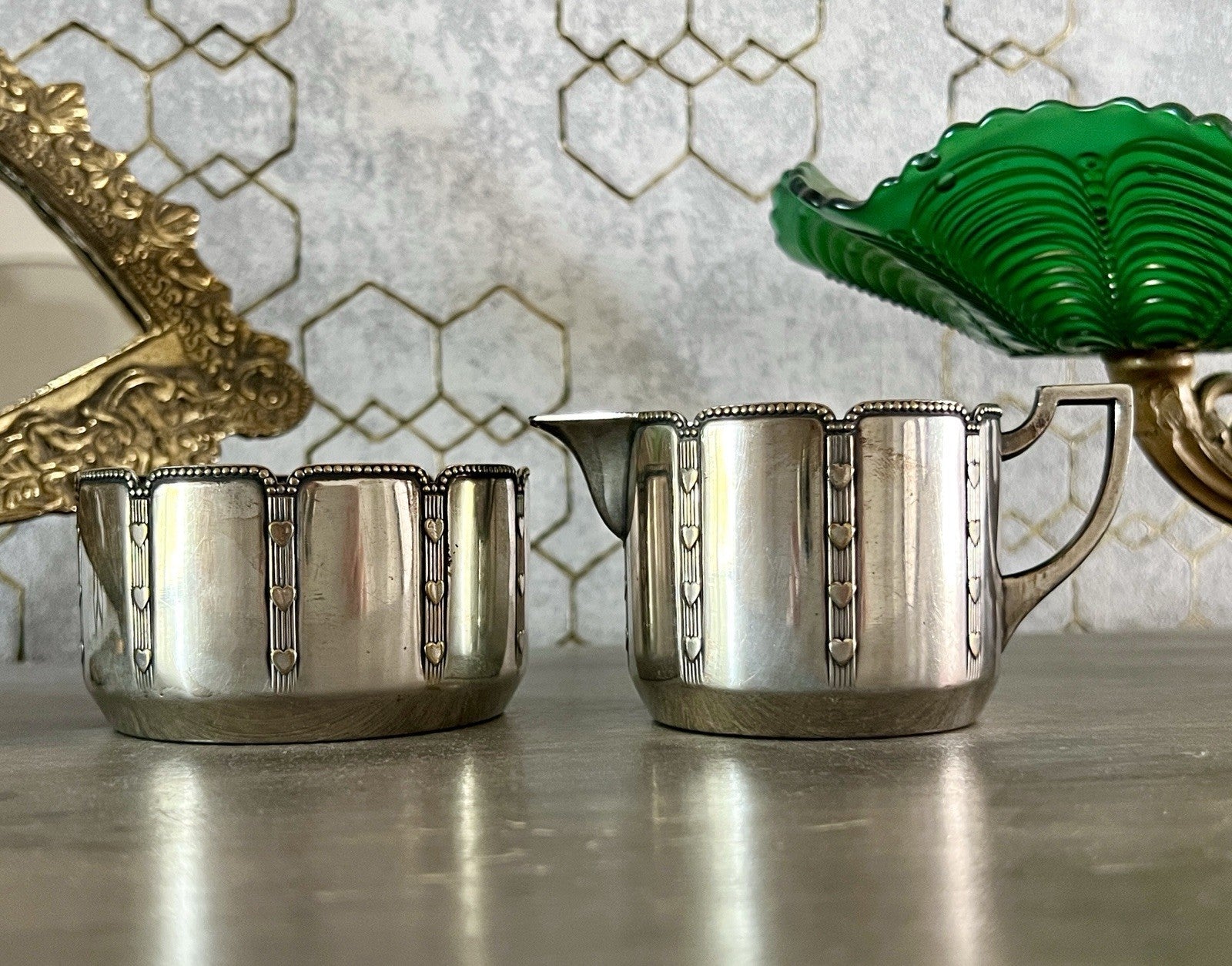 Antik WMF Jugendstil Kaffee Kernstück: Zuckerdose Rahmgießer
