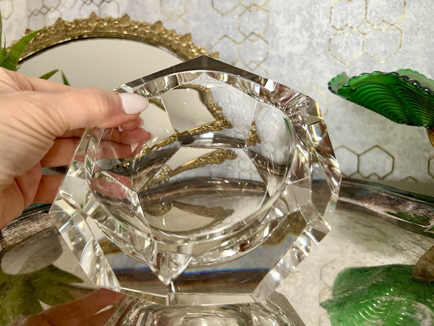 Art Déco Aschenbecher Designer  Ascher farblos Kristallglas EDEL Franz Burkert?