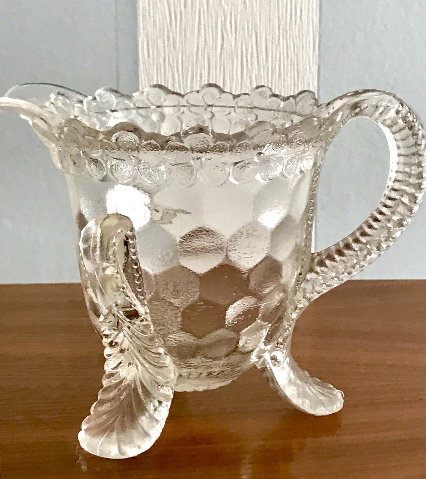 Antik Pressglas Sahnegießer Milchkännchen Kännchen Glas selten ungewöhnlich WOW