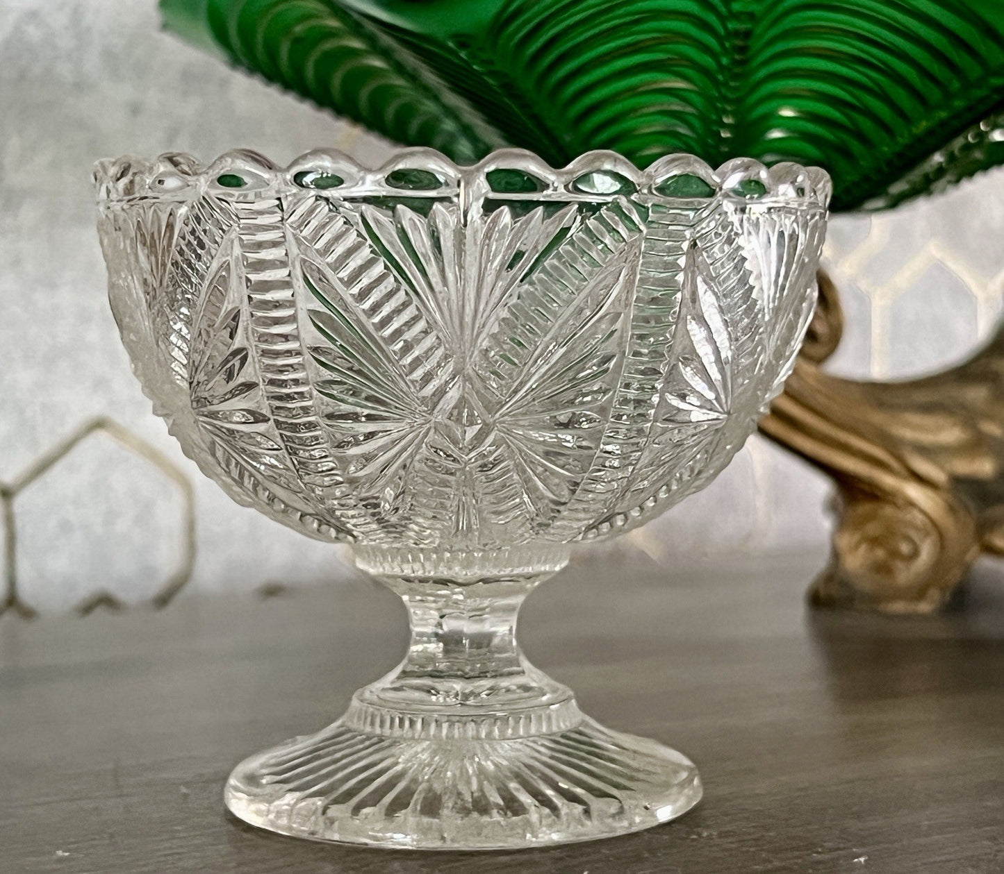 Antik Jugendstil  Pressglas Glas Fußschale Schale Zuckerschale Villeroy&Boch