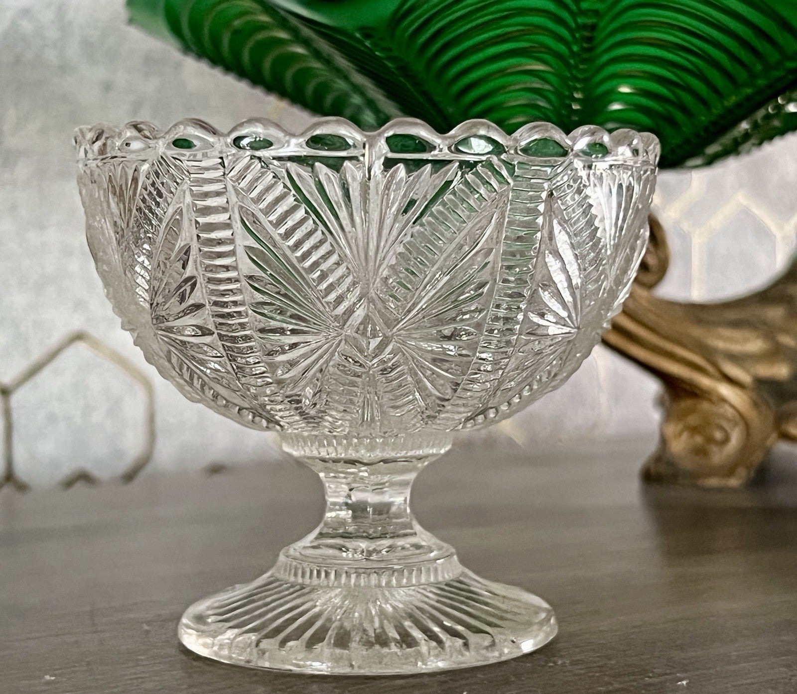 Antik Jugendstil  Pressglas Glas Fußschale Schale Zuckerschale Villeroy&Boch