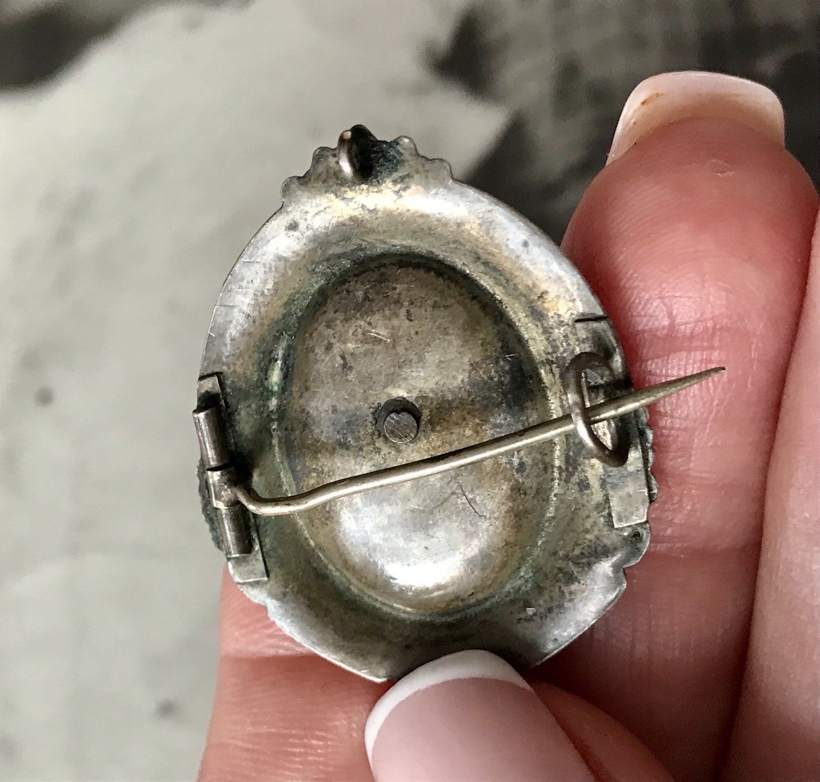 Antik Brosche Walzgold auf Silber gold Anhänger? Schaumgold Doublè Onyx