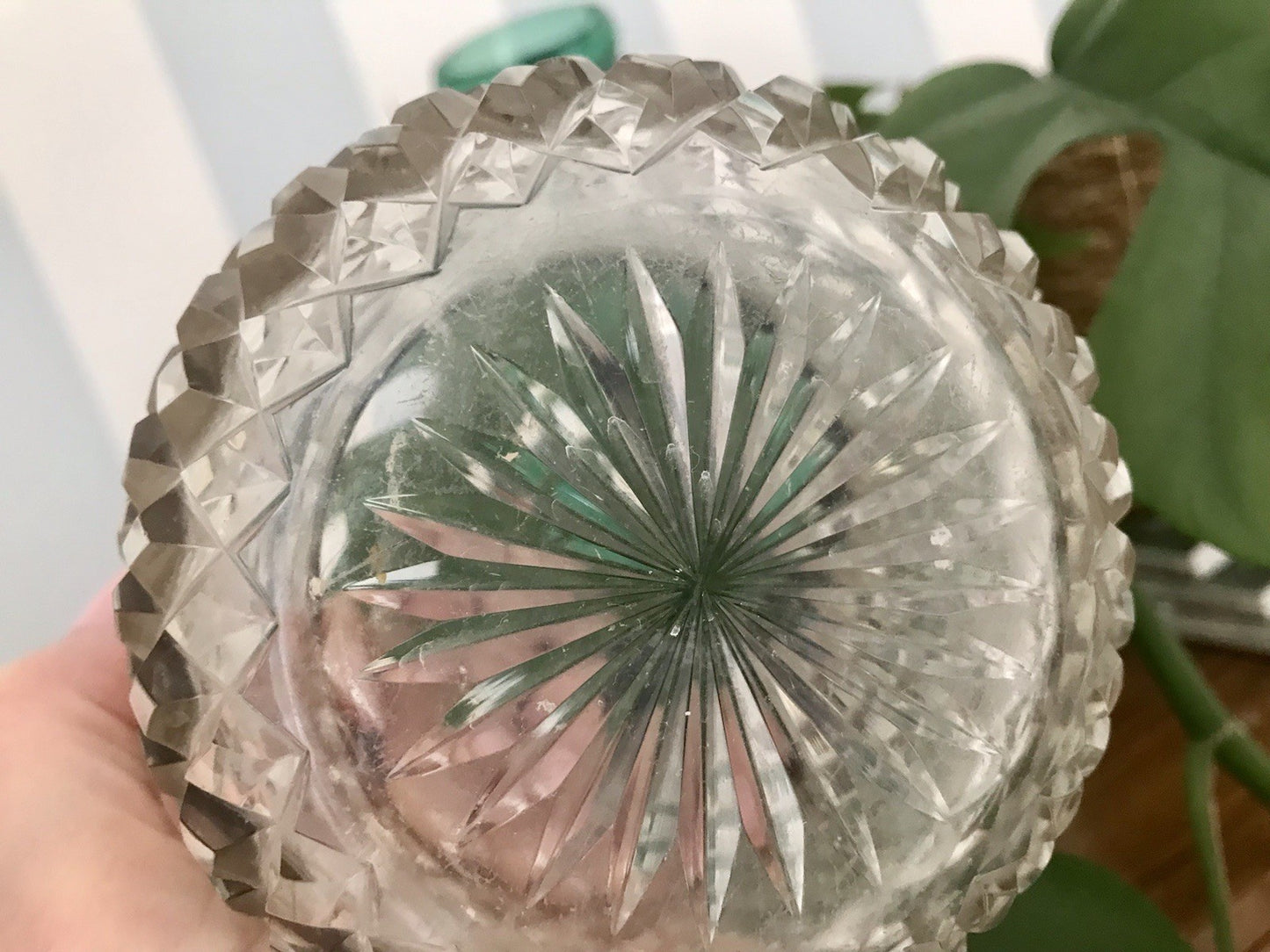 Antik Bonboniere Glasdose Dose Bleikristall edel Schliff Baccarat? versilbert