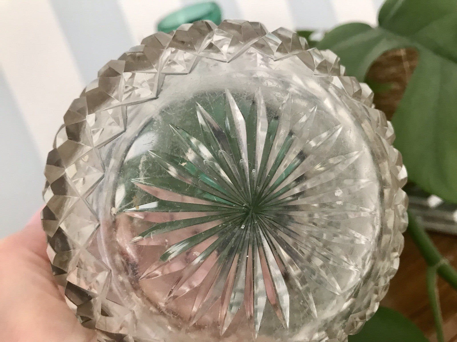 Antik Bonboniere Glasdose Dose Bleikristall edel Schliff Baccarat? versilbert