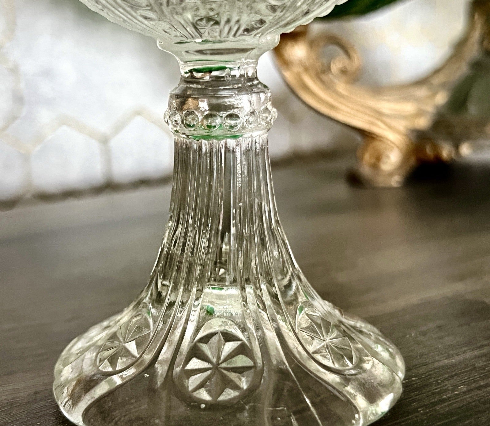 Antik Jugendstil Art Déco Pressglas Glas Fußschale Schale Zuckerschale