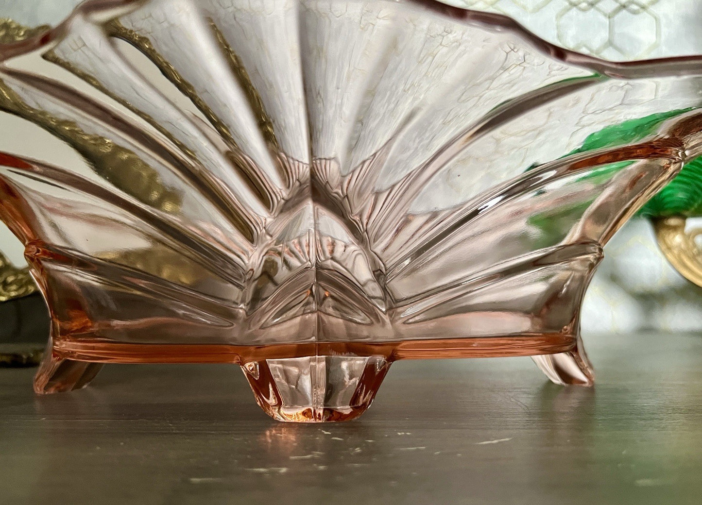 Antik Jardiniere Brockwitz Rosalin Rosa Art Déco Schale Pressglas Glasschale