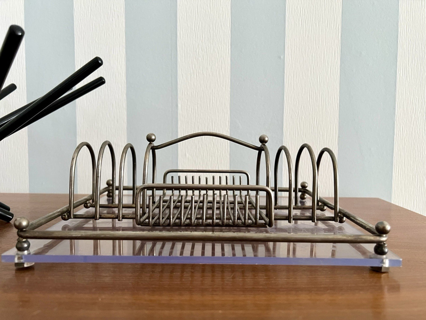 Vintage Mid Century 60er Esstisch Organizer Caddy Halter versilbert