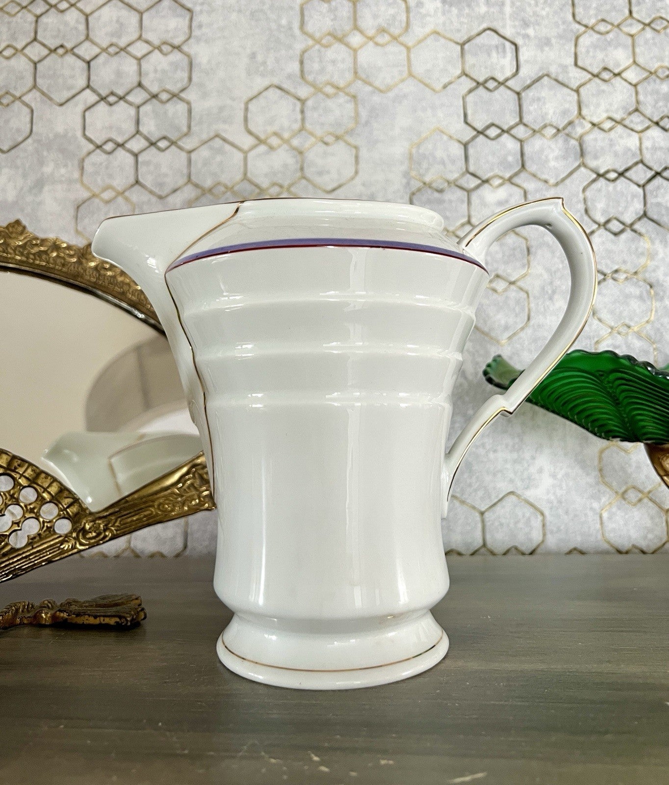 Antik Art Déco Porzellan Kanne Krug Wasserkanne Eschenbach Bauhaus