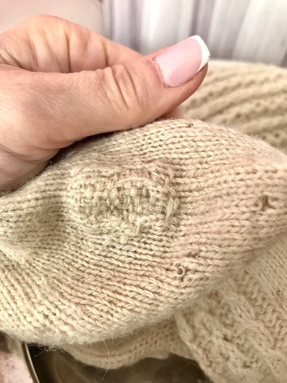 Antik Strümpfe Overkneestrümpfe Schaf-Wolle beige Trachten?