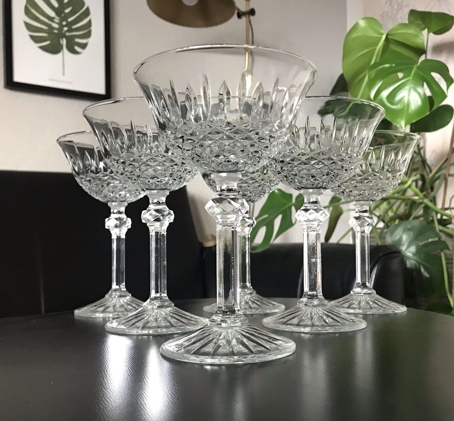 Vintage 6 Sekt Champagnerschalen Gläser Sektschalen Glas