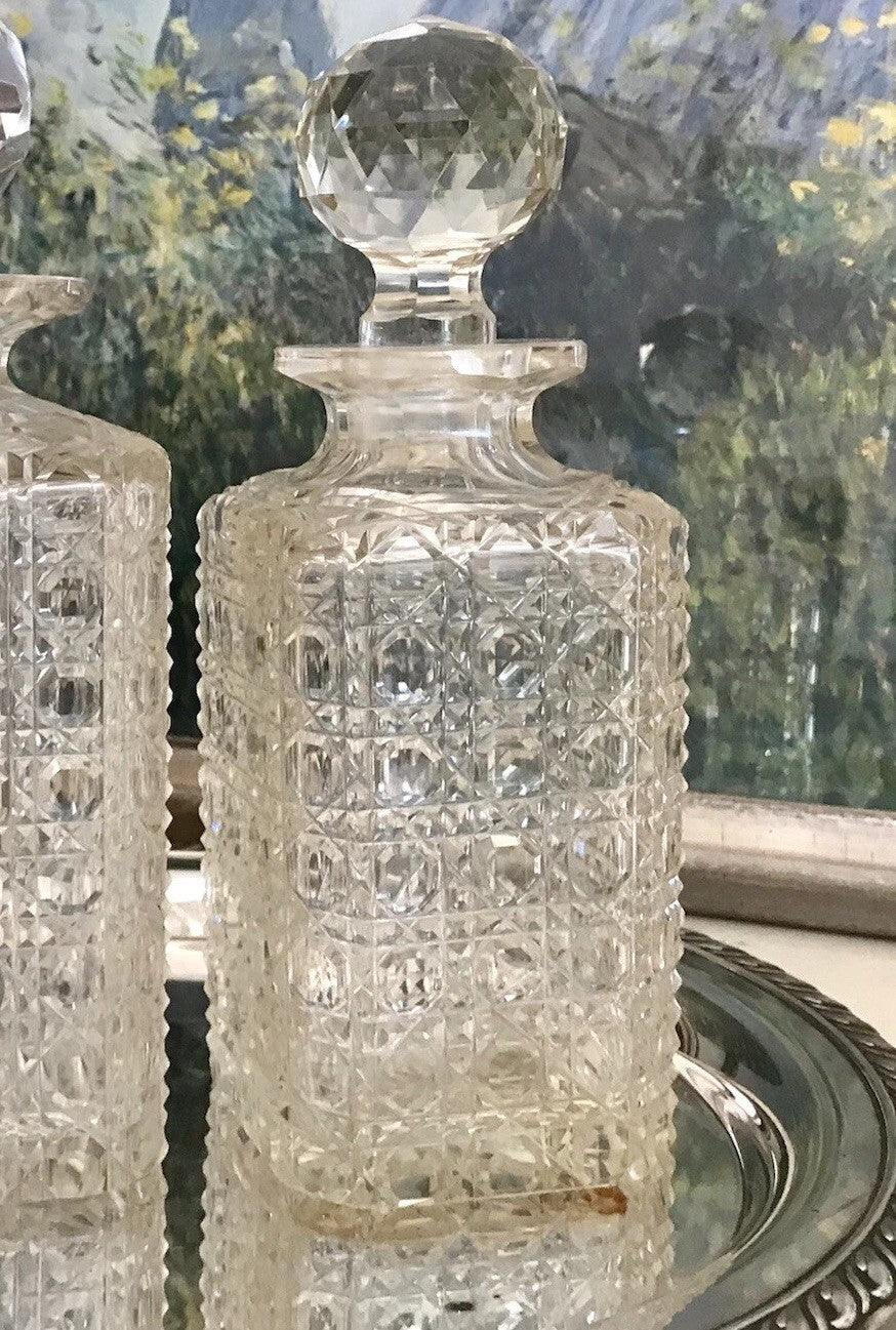 Antik ~1890 Baccarat 1x Glaskaraffe Karaffe Schnitt Bleikristall Edel! Dekanter