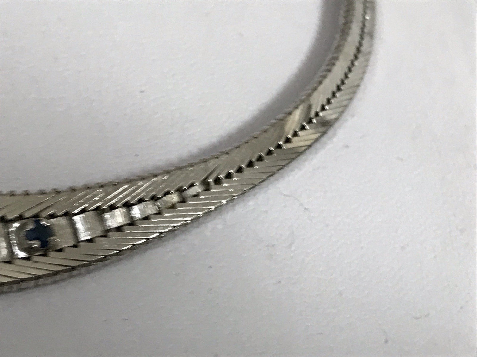 Antik Edel Art Déco 835 Silber Collier rhodiniert Halskette blaue Steine Armband