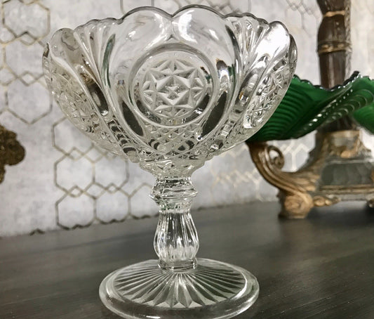 Antik Jugendstil Art Déco Pressglas Glas Fußschale Schale Zuckerschale
