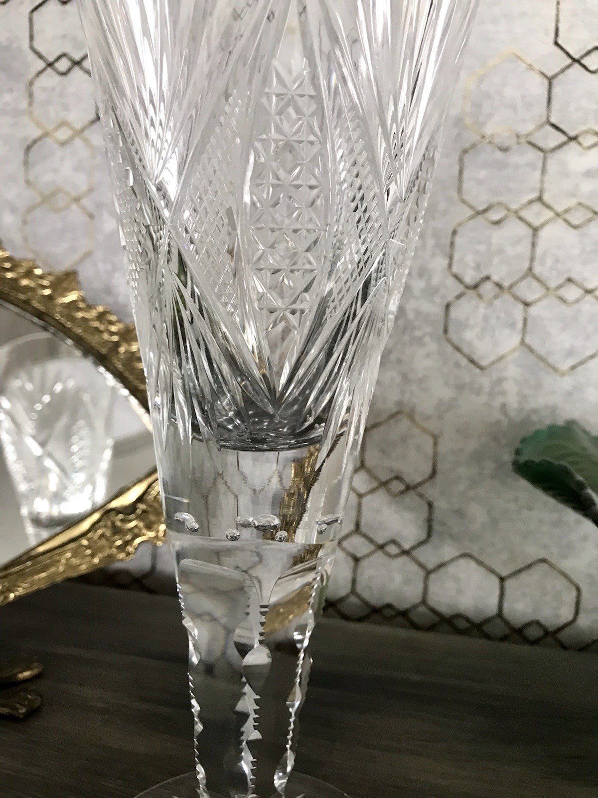 Antik Adenken Glas Pokalglas Kelch Pokalkelch Luftblasen 20.08.1911 Jugendstil