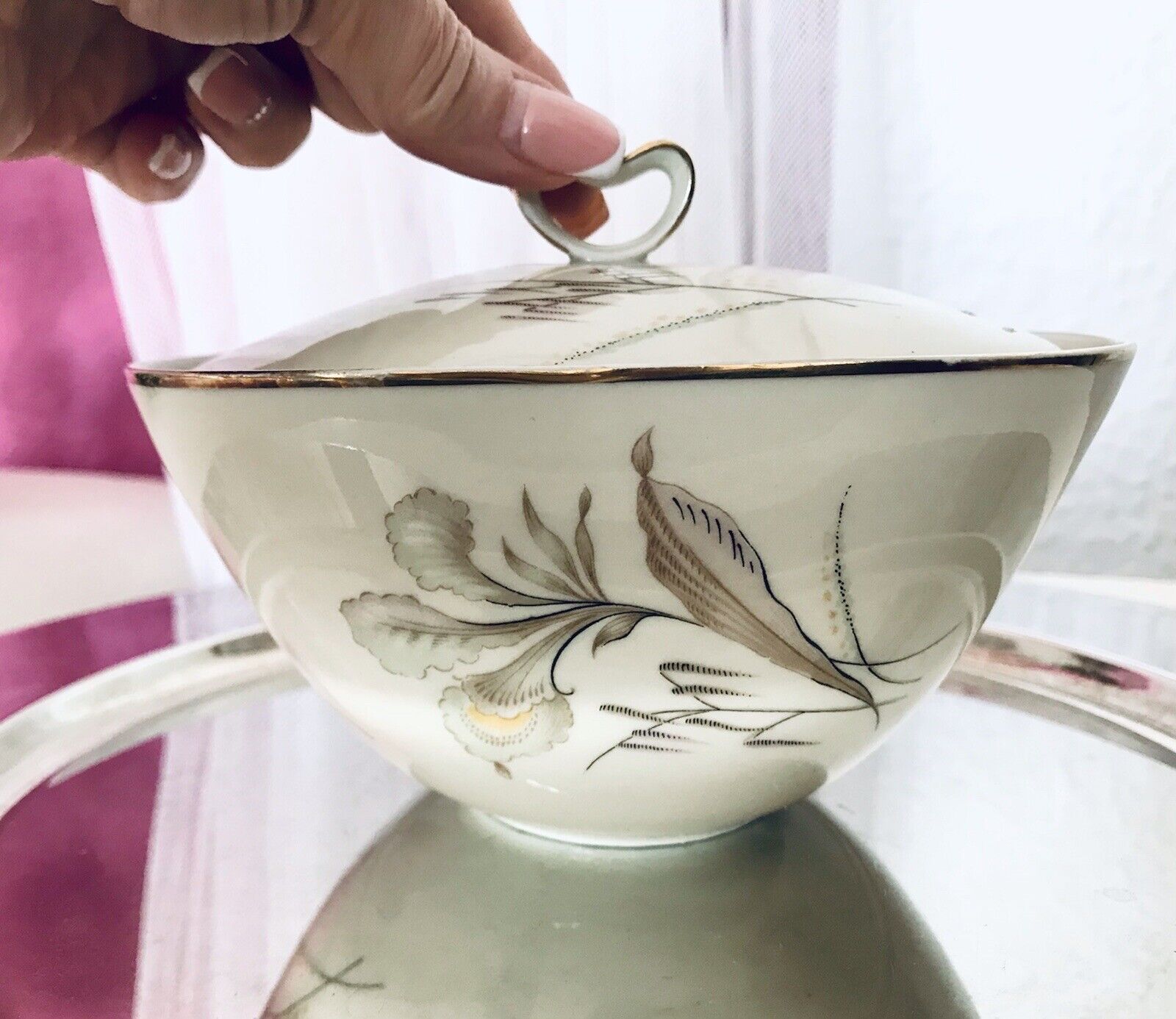 MCM Vintage 50er 60er Porzellan Dose Deckeldose Bonboniere Elfenbein Seltmann