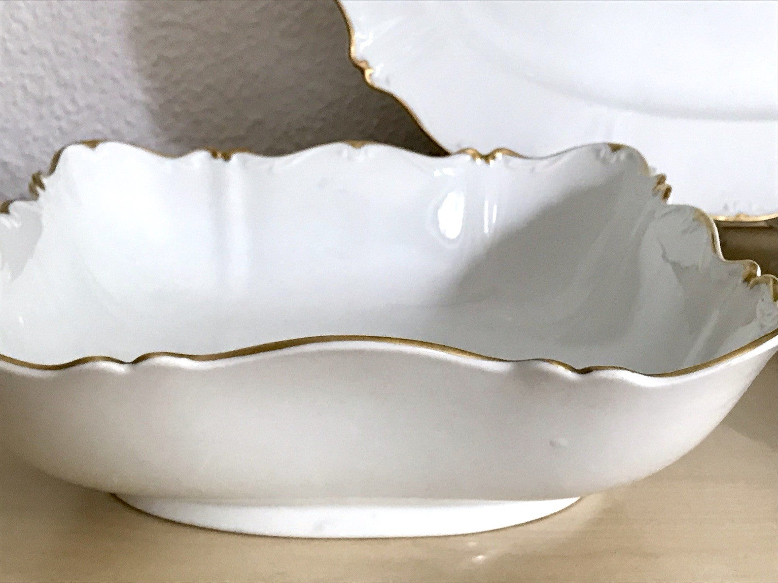 Antik Art Déco Porzellan Tafelservice Carstens Sorau weiß goldene Ranke EDEL