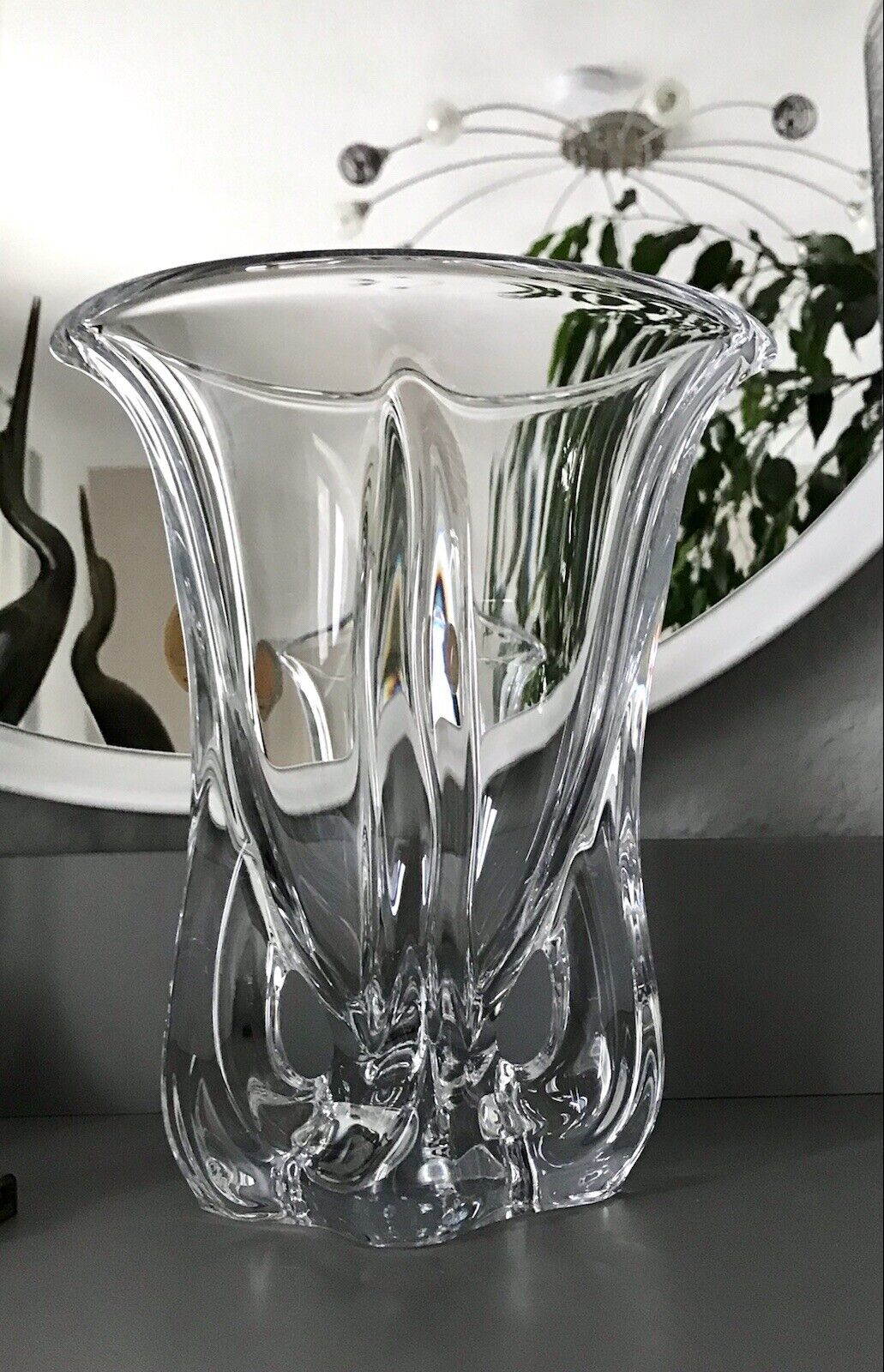 Vintage schwere Vase Glasvase Kristallglas mundgeblasen SCHÖN Art Vannes France