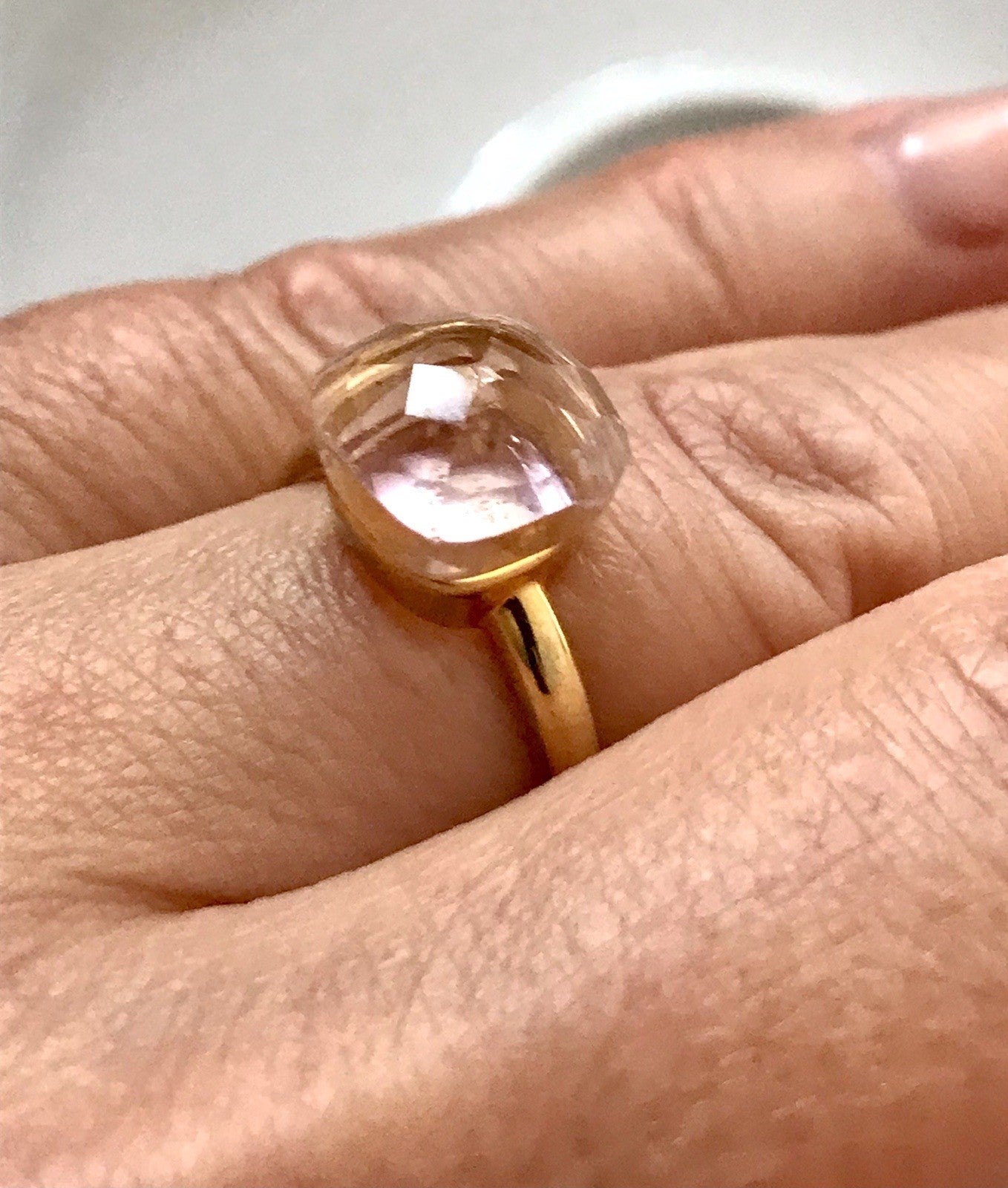 Vintage alt Damen Ring rosa Stein Silber 925 Gr.54 Rubbelit? vergoldet