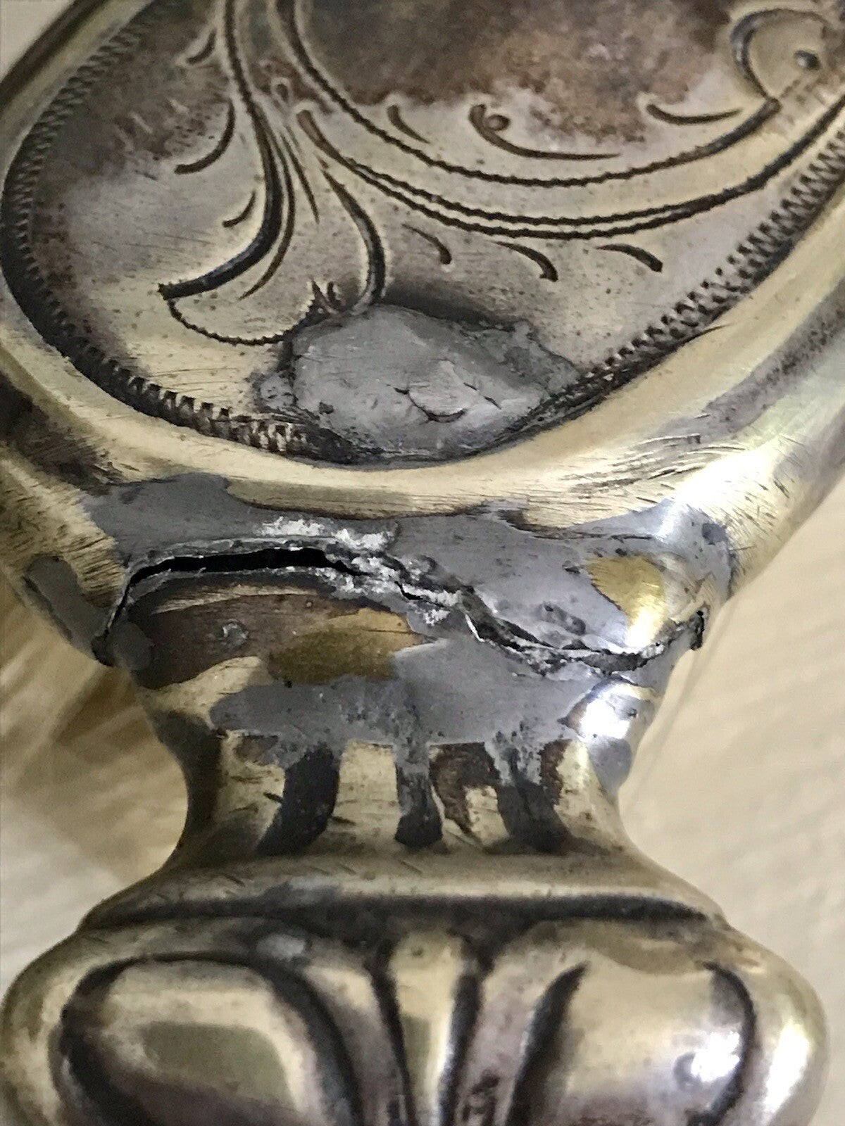 Antik versilbert Jugendstil Tischkehrset Tischkehrer Tisch Krümmelkehrer