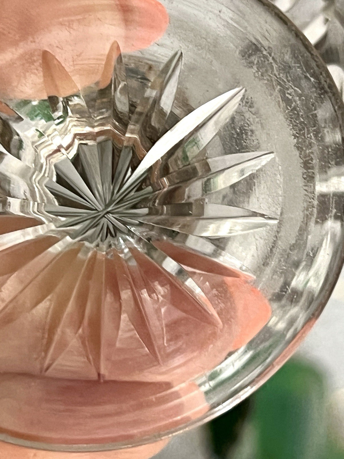 Antik Biedermeier kleine Fußschale Schale Glasschale um 1850 Oliven