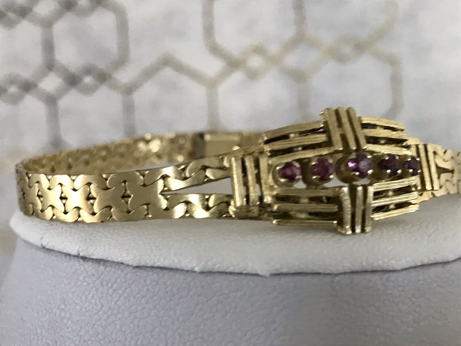 Antik Art Déco 835 Silber Armband vergoldet Rubine WUNDERVOLL