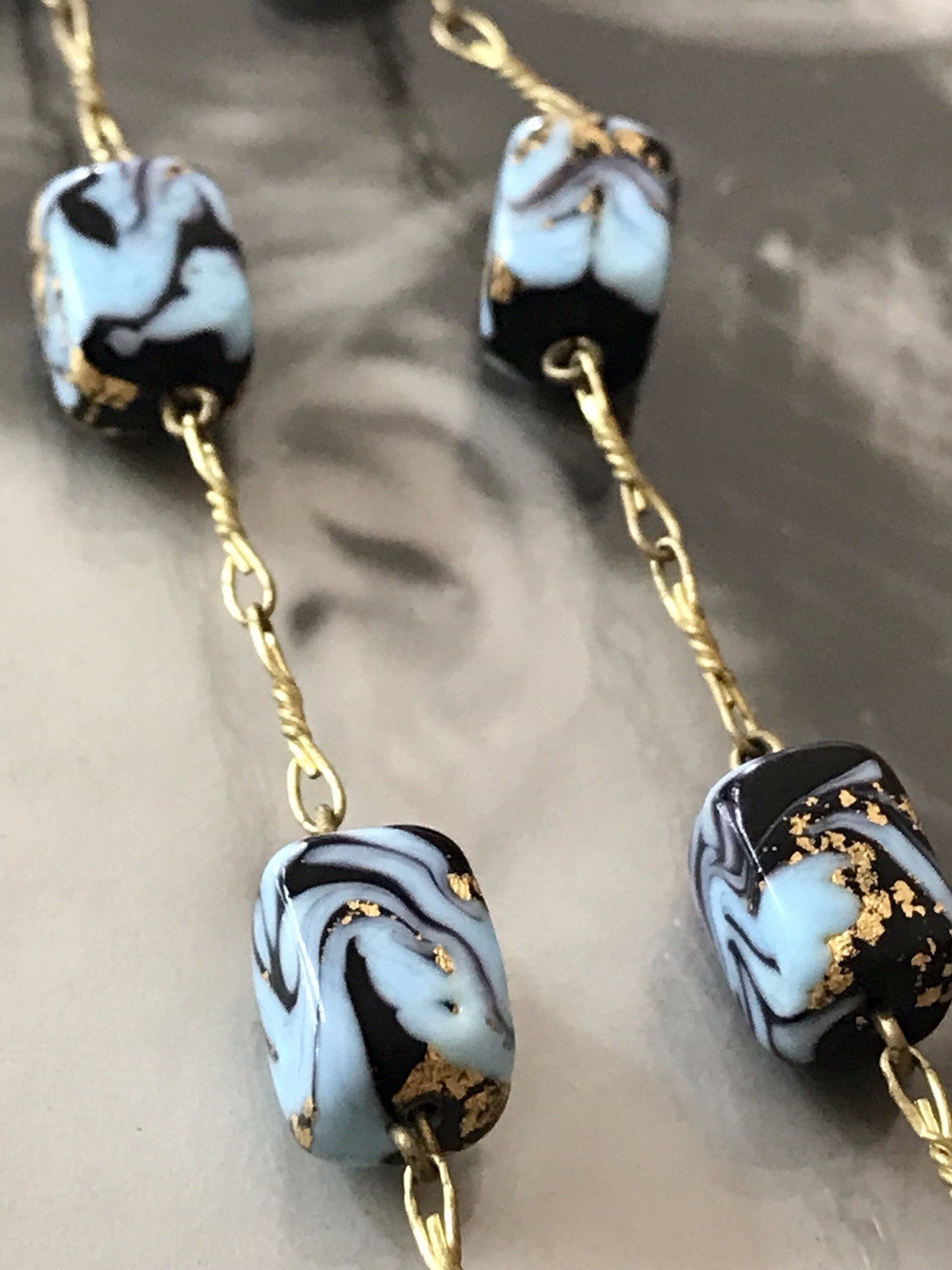 Alt Edel Vintage Halskette Kette Murano Perlen Sehr Schön