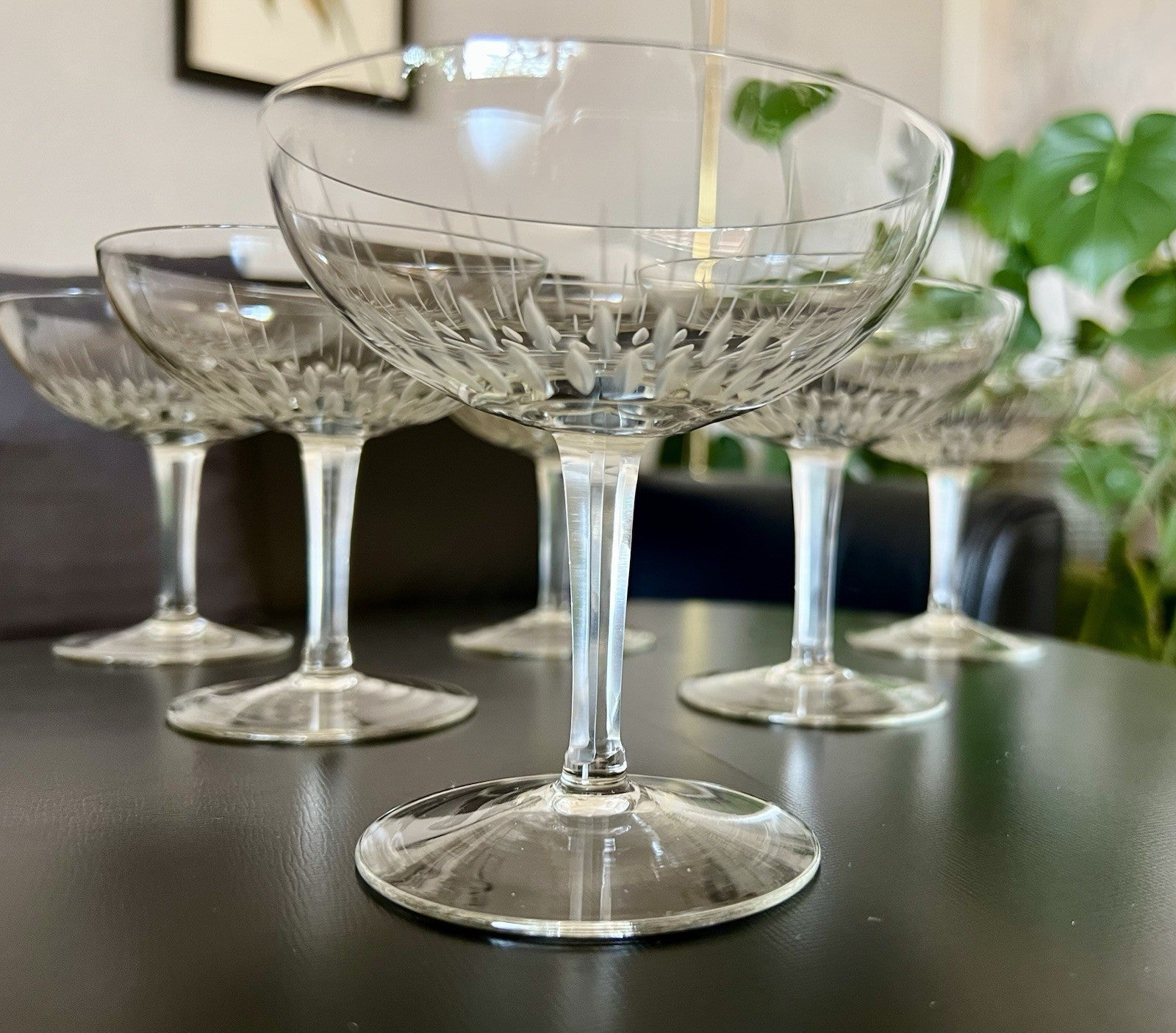 Vintage 60er  4 Champagnerschalen Sektschalen Kristallglas