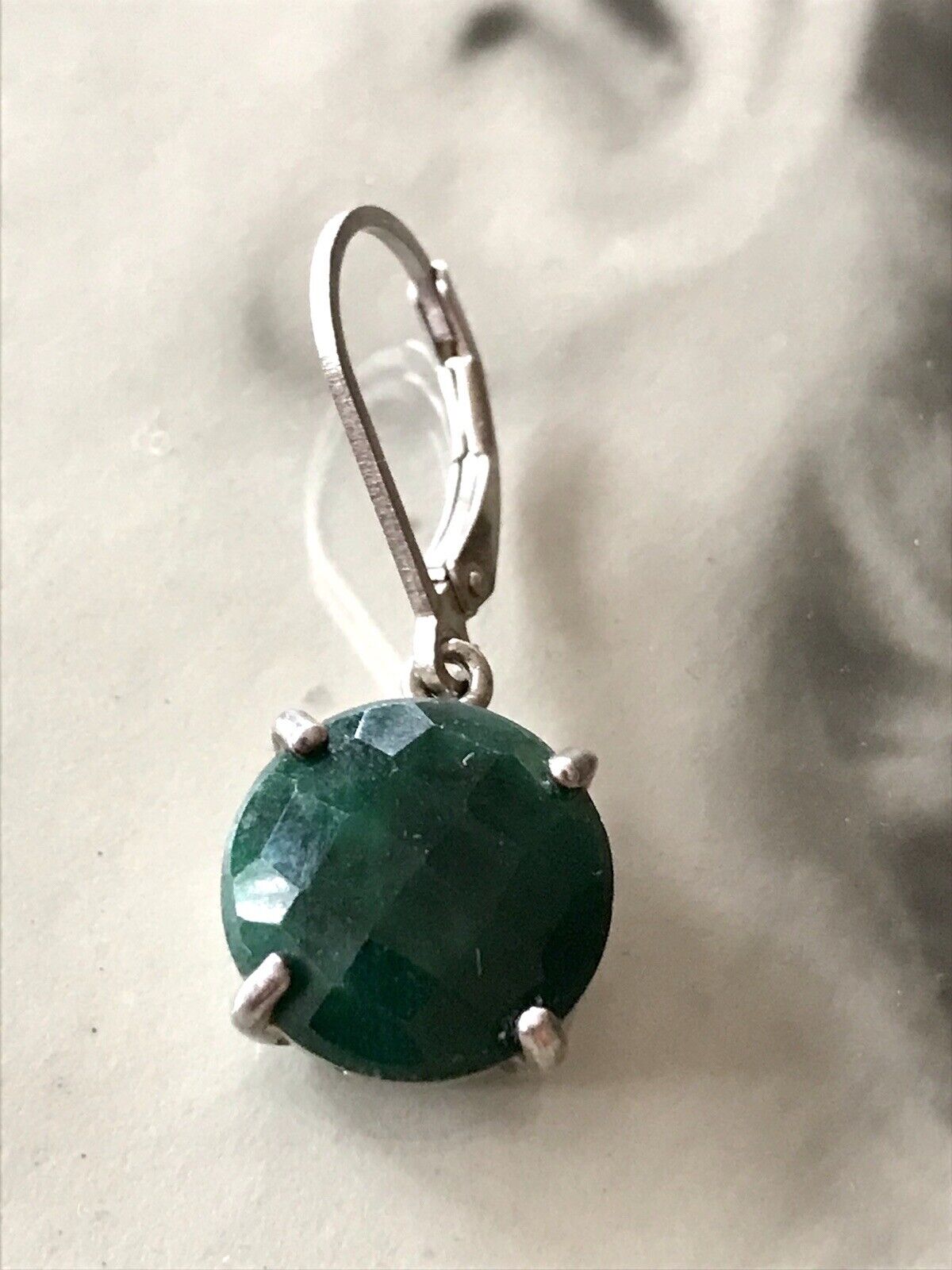 Alt Vintage Ohrringe Ohrhänger DAMEN Silber grüner Stein Onyx?