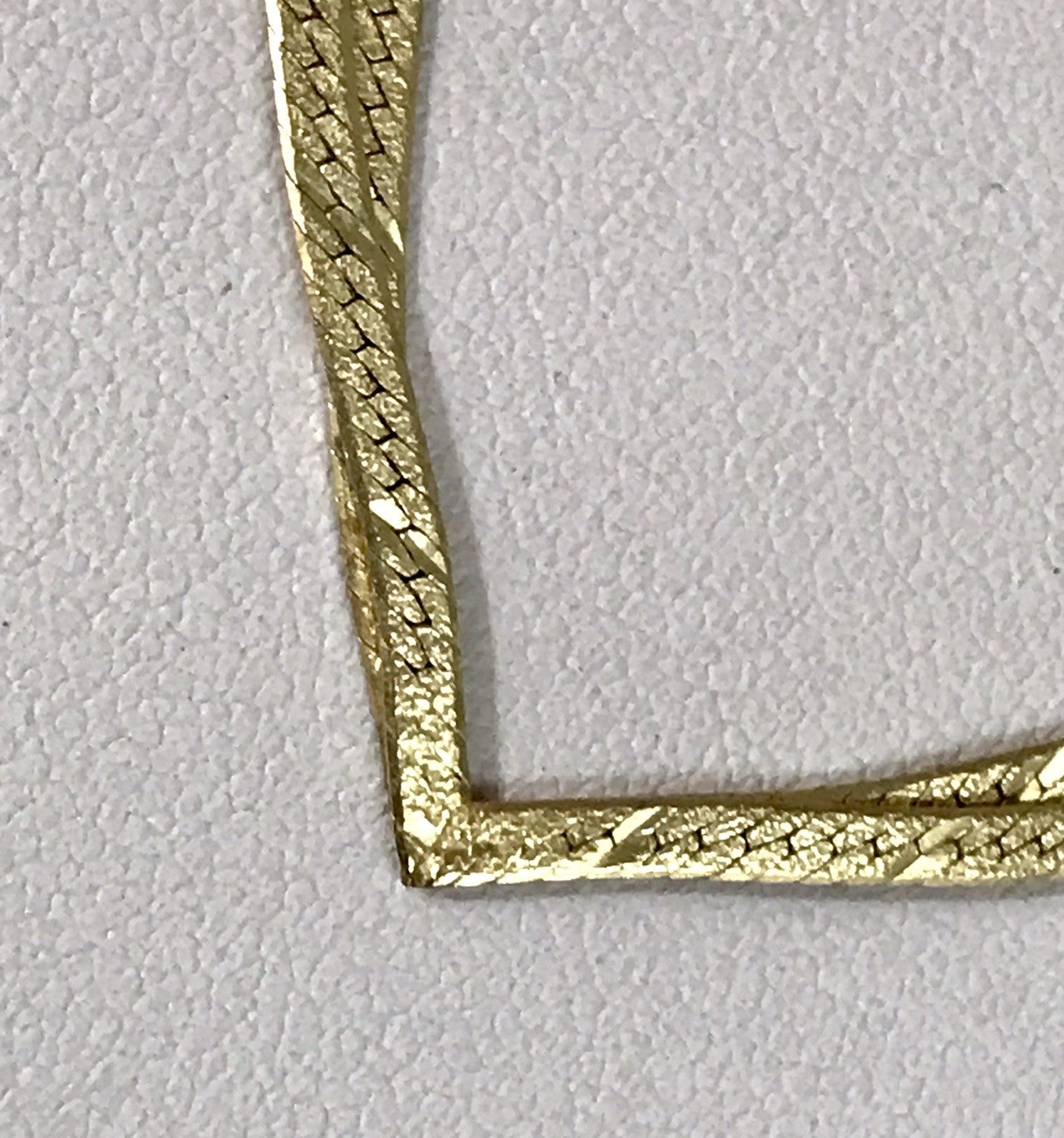 Alt Edel Vintage 925 Silber vergoldet Collier Halskette V-Form Schlangenmuster