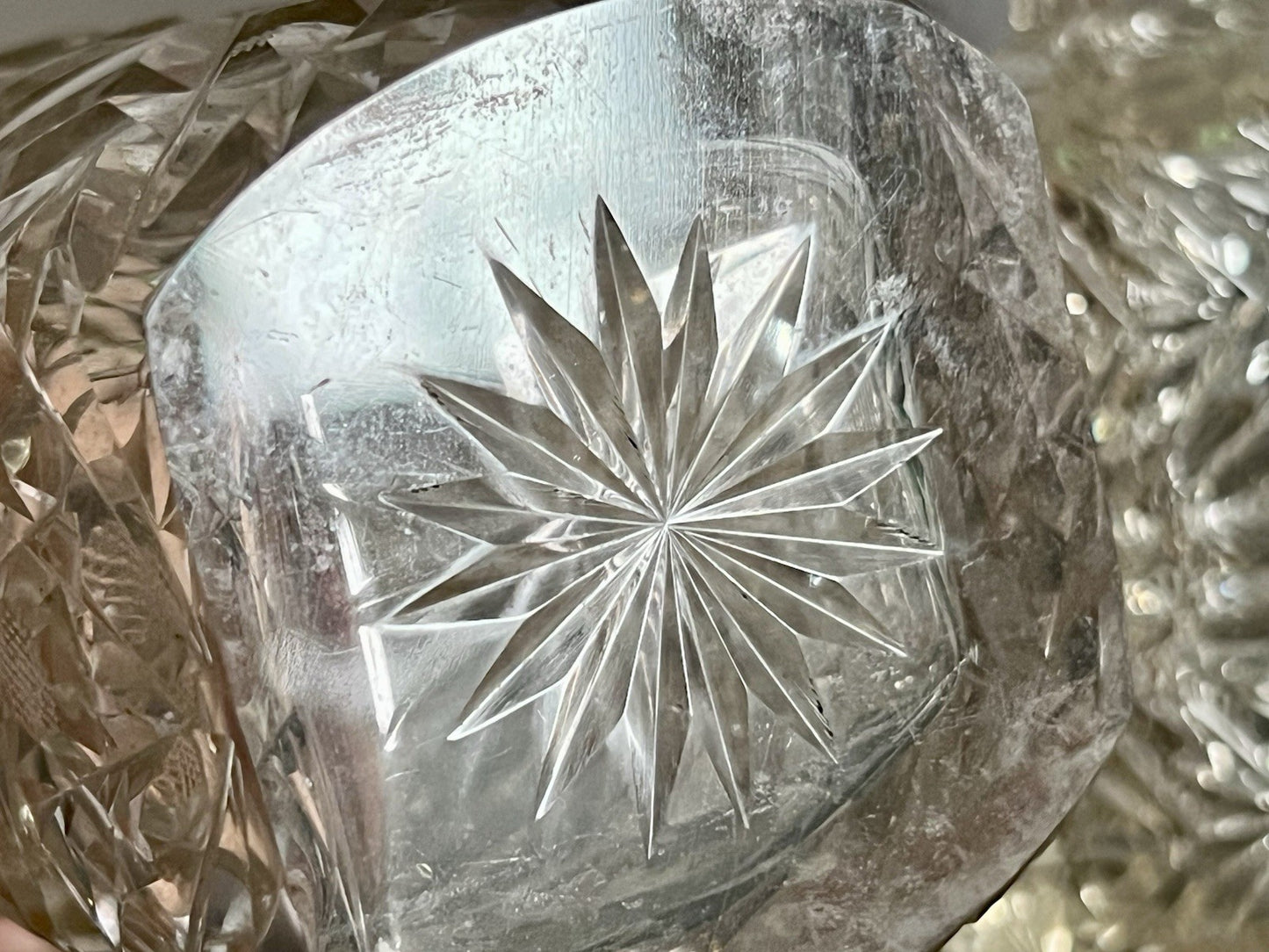 Antik ~1850-90 Baccarat 2x Flakon Parfüm kleine Glaskaraffe Schnitt Bleikristall