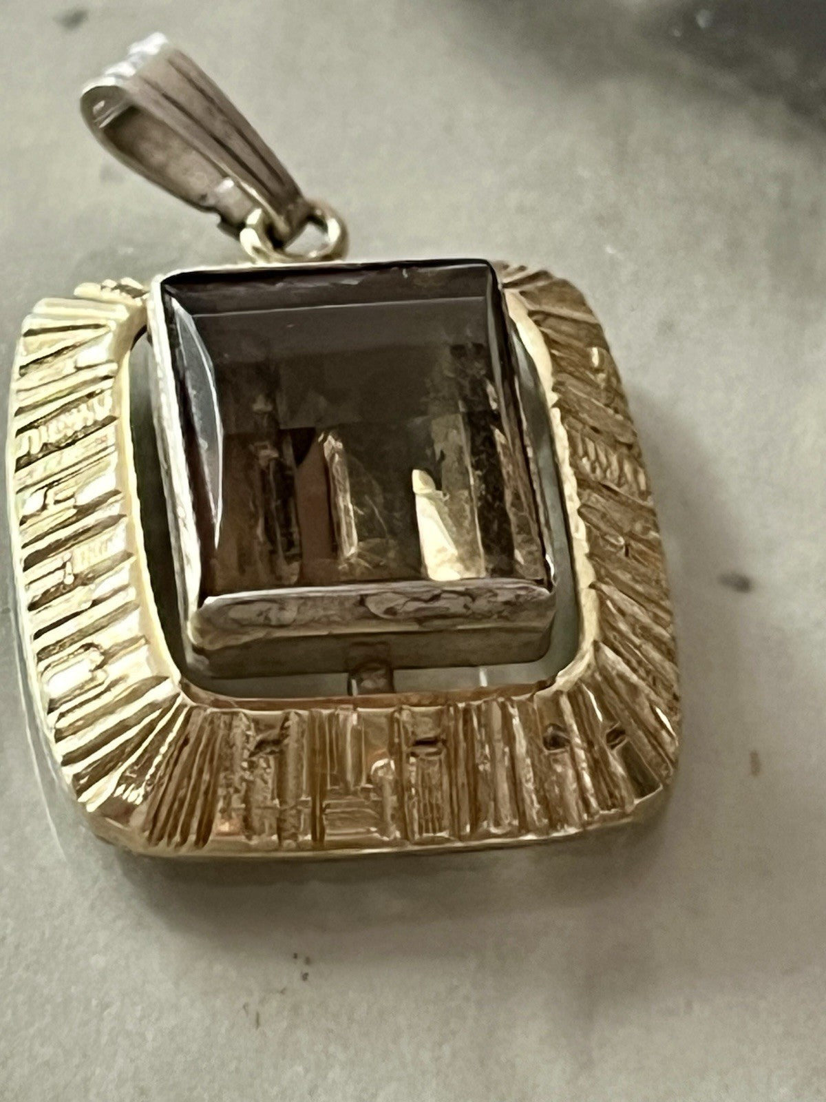 Vintage Alt Kettenanhänger Anhänger 835 K&L Silber vergoldet Rauchquarz?