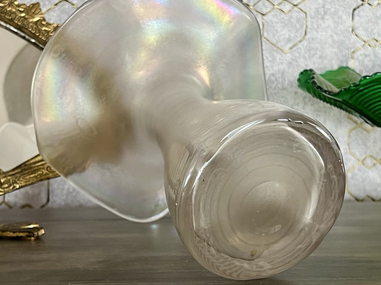 Vintage Glasvase Glaskunst Vase edel Glashütte Eisch ? irisierend schillernd