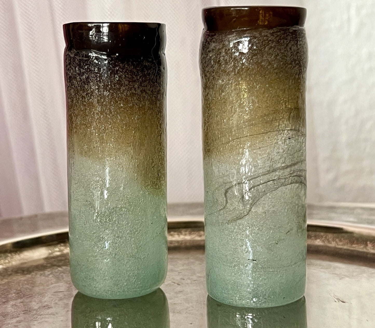Antik 2 Schnaps Becher Glasvasen Glas Murano Pulegoso Napoleone Martinuzzi