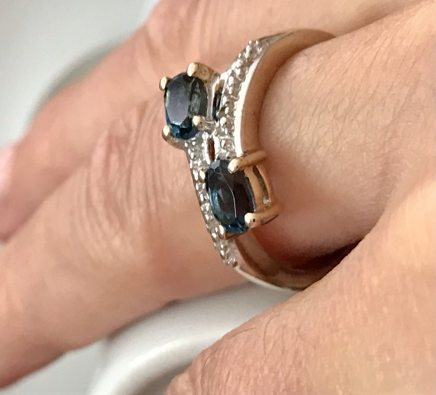 Vintage Ring blaue Steine Saphire?  Silber 925 vergoldet ~Gr.60