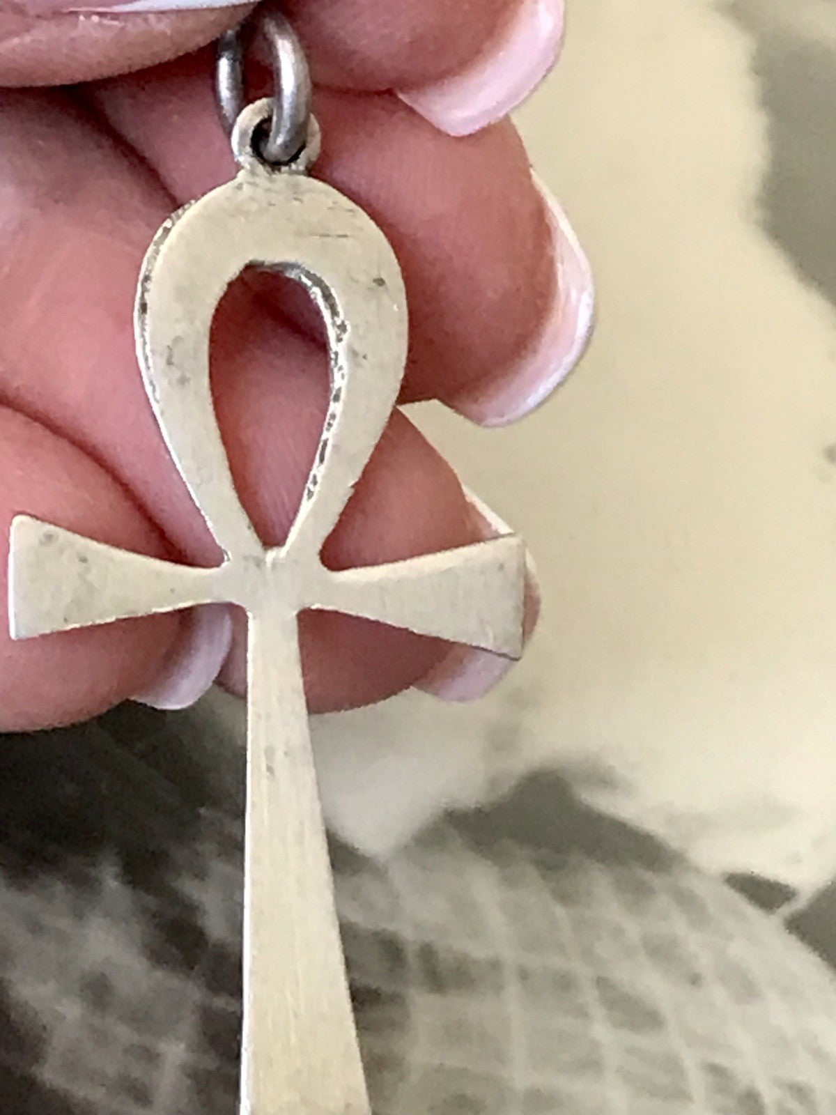 Vintage alt Ägypten Form 900 Silber Kreuz Anhänger Kettenanhänger