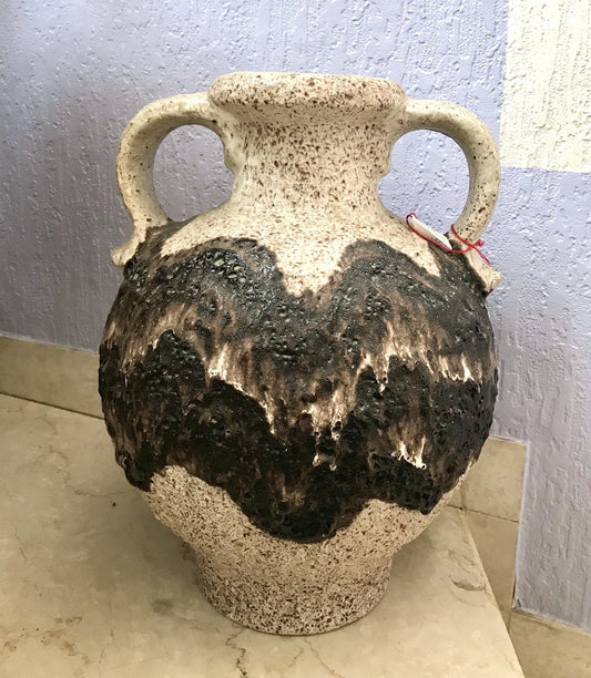 Vintage 60’s Vase Mid Century Steingut Keramik Dümler Breiden Kunstvoll Fat Lava