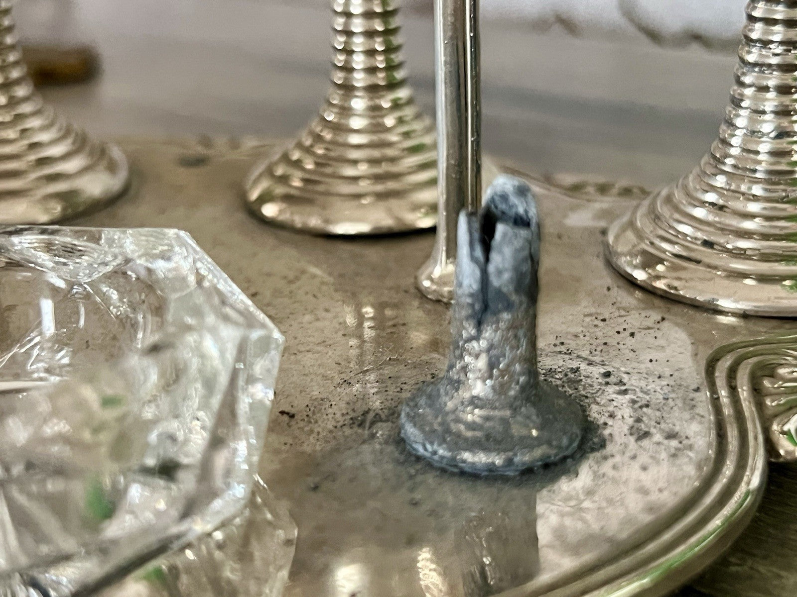 Antik Menage Eiermenage Frühstück Metallmontur Glaseinsatz 6 Eierbecher