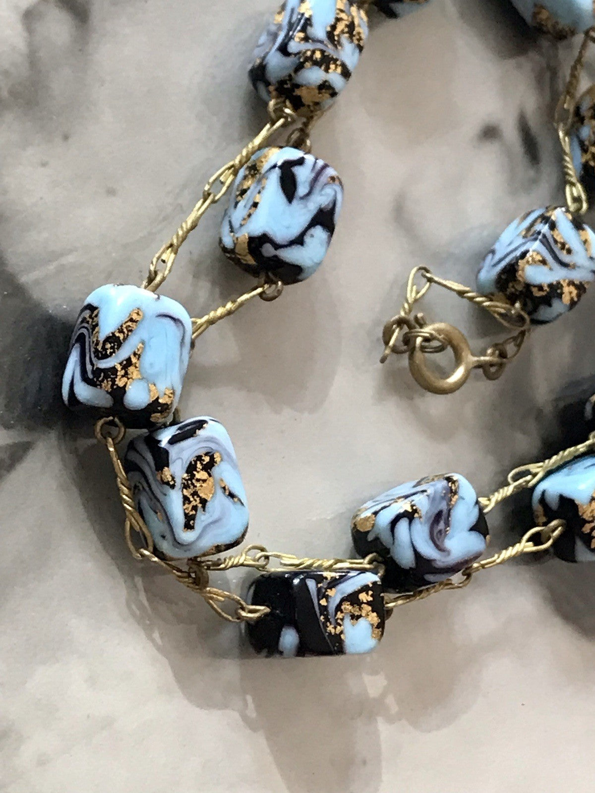 Alt Edel Vintage Halskette Kette Murano Perlen Sehr Schön