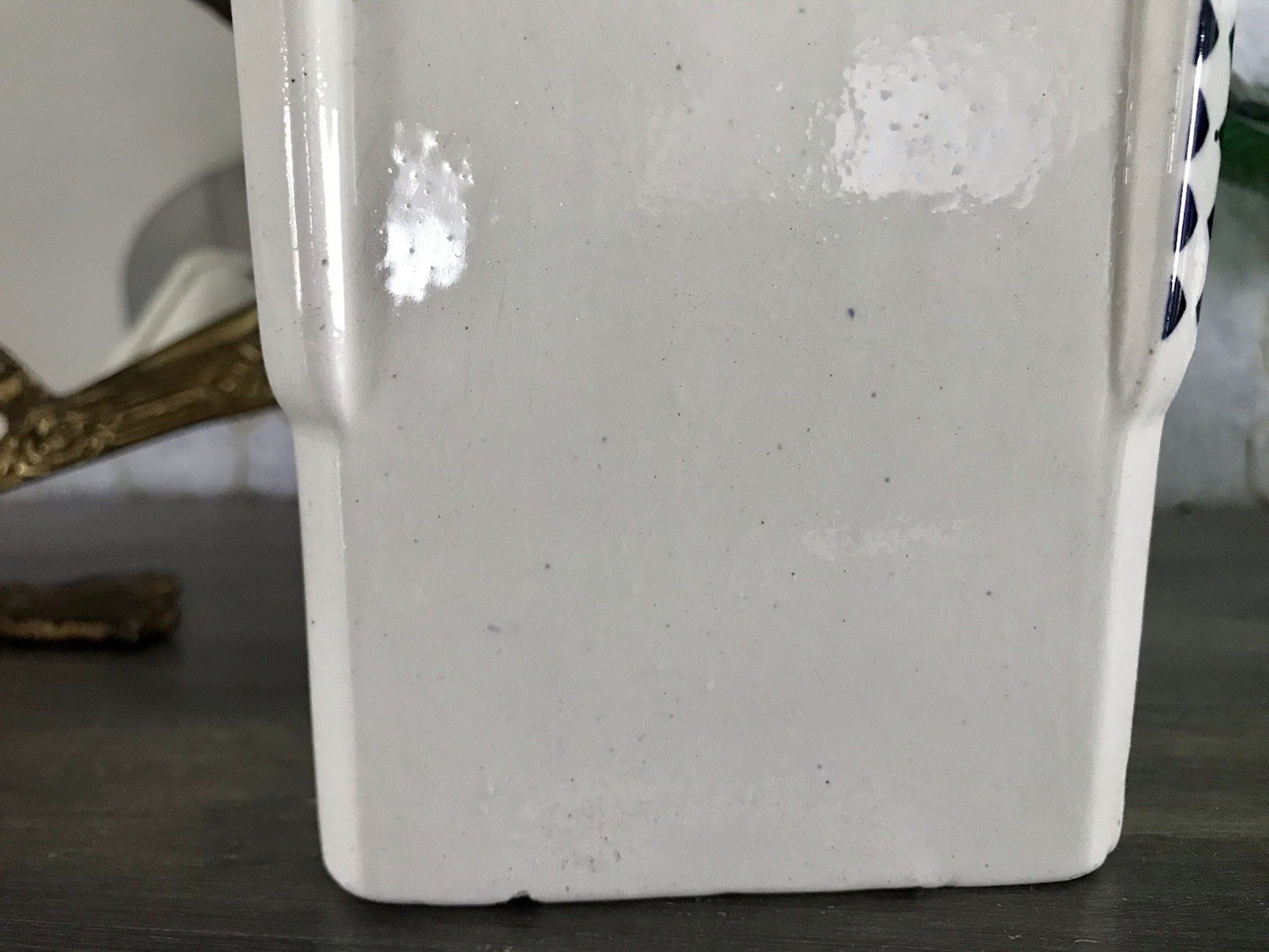 Antik Jugendstil Vorratsgefäß Nudeln Gefäß Vorratsdose weiß Porzellan creme blau