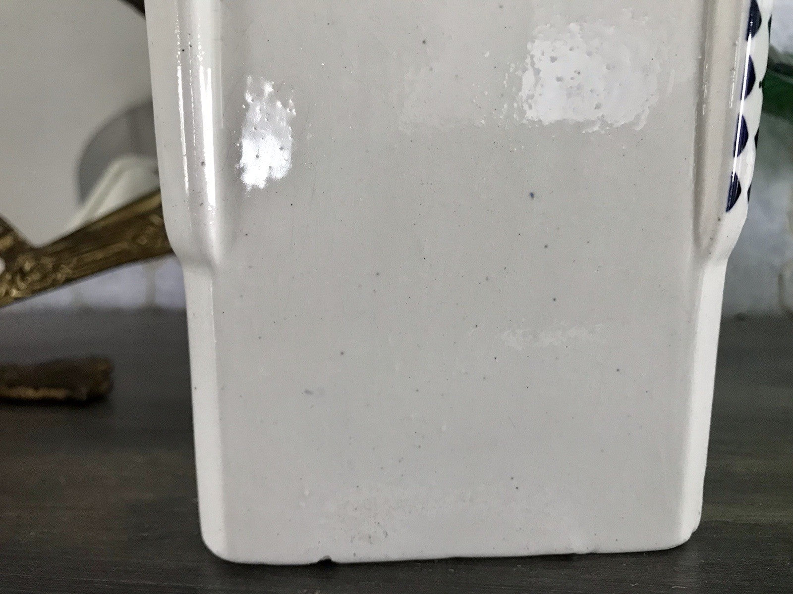 Antik Jugendstil Vorratsgefäß Nudeln Gefäß Vorratsdose weiß Porzellan creme blau