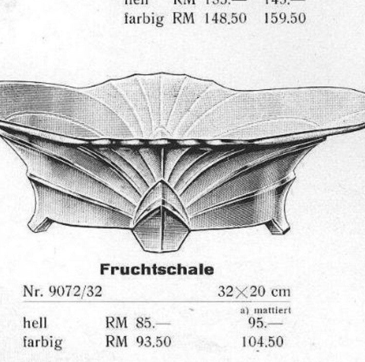 Antik Art Déco lila Pressglas Schale Glas Brockwitz Fruchtschale 1941 Jardiniere