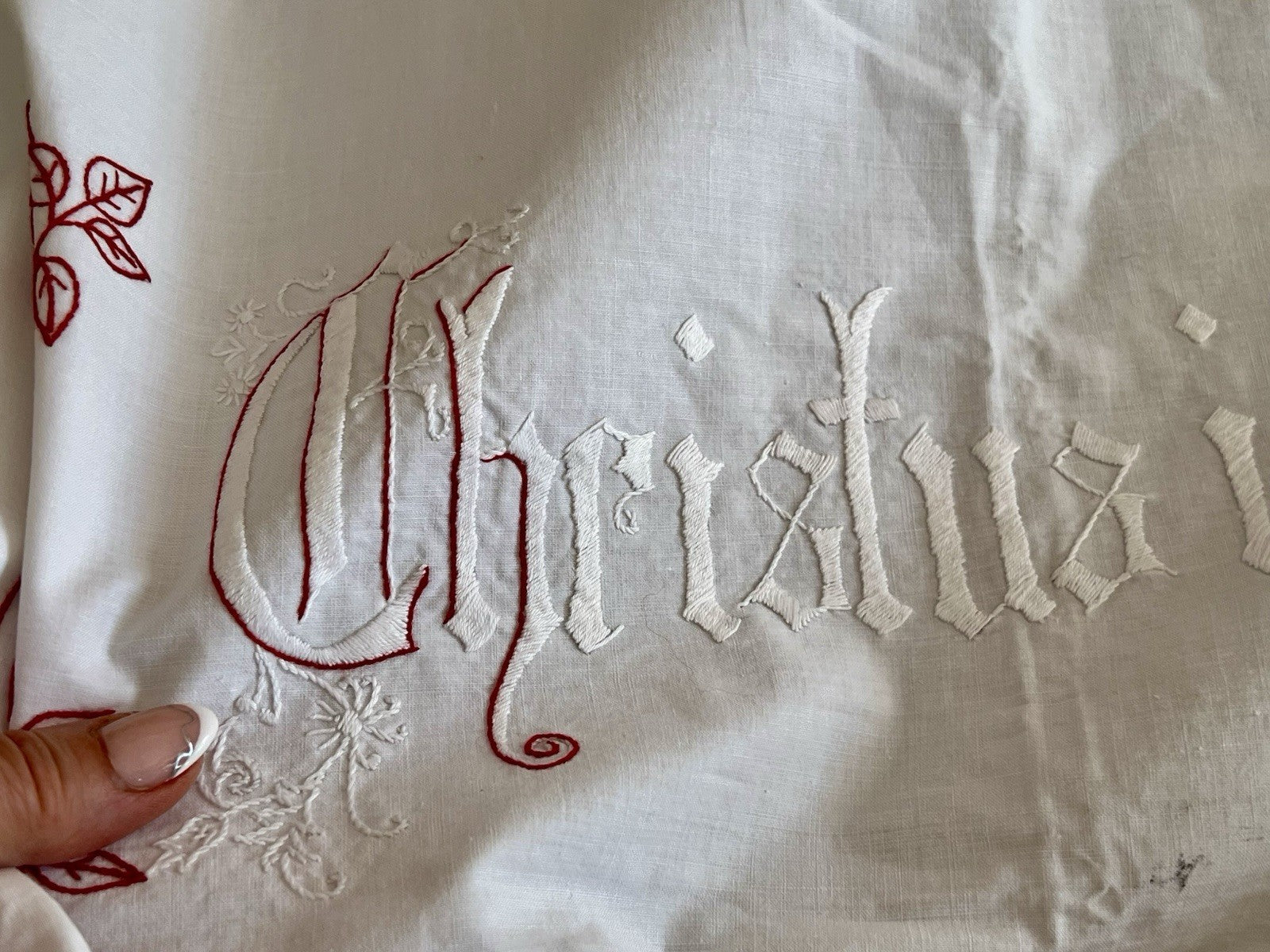 Antik Wandbehang Gardine „Christus ist mein Leben Sterben mein Gewinn