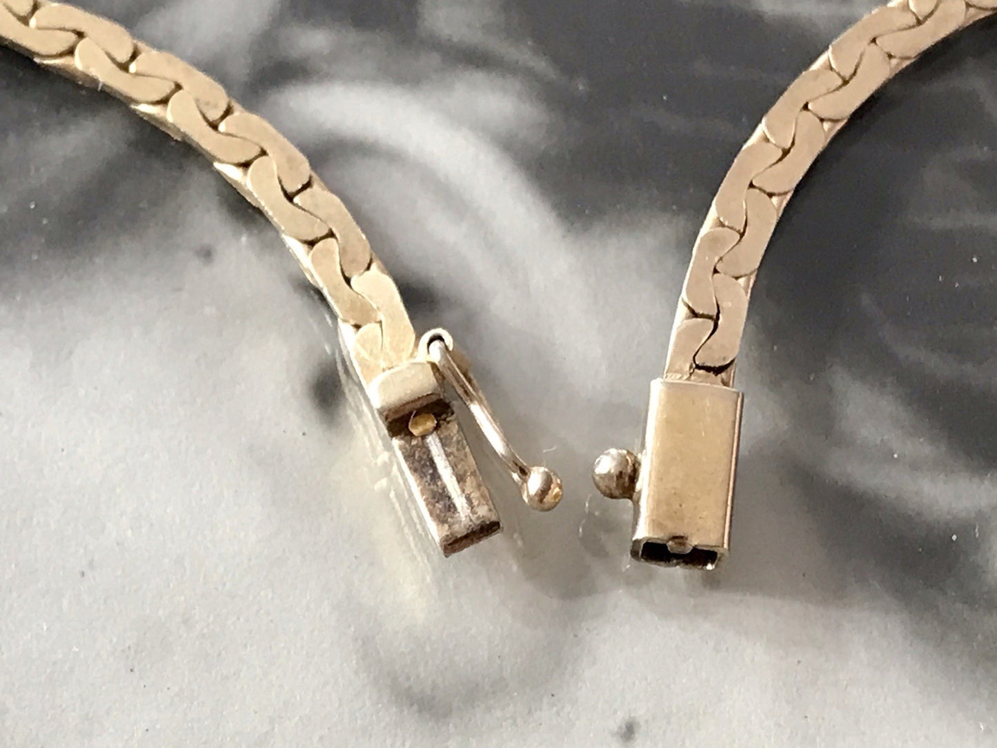 Alt Edel Vintage 835 Silber vergoldet Collier Halskette farblose Steine