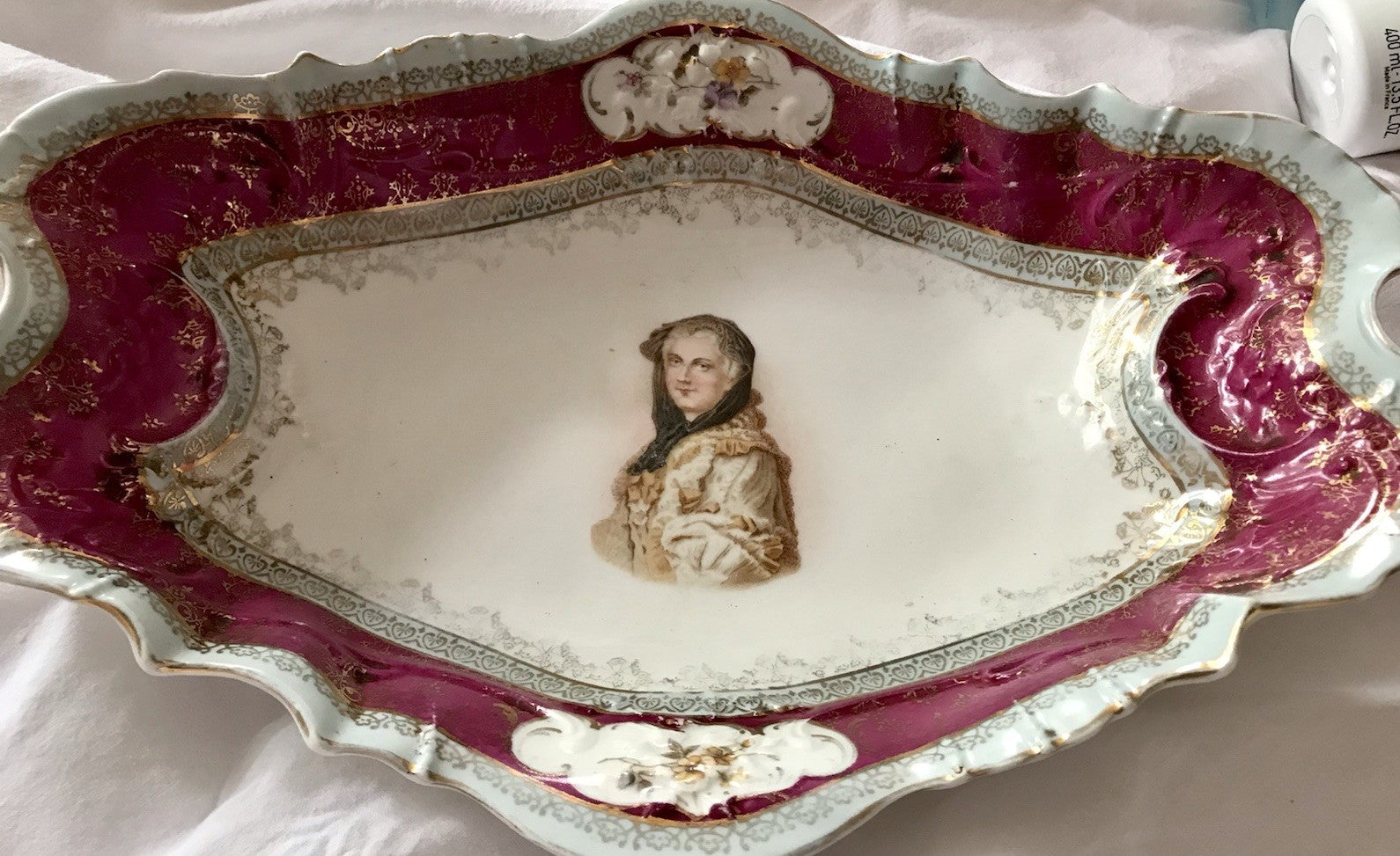Antik Carl Tielsch Porzellan Schale Zierschale ~ 1870 Maria Leszczynska Porträt