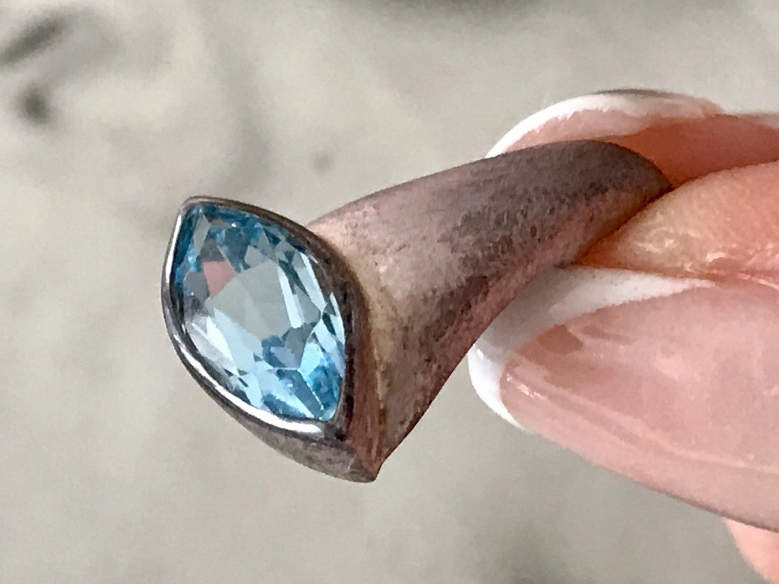 Vintage Kettenanhänger Anhänger Silber blauer Stein Designer