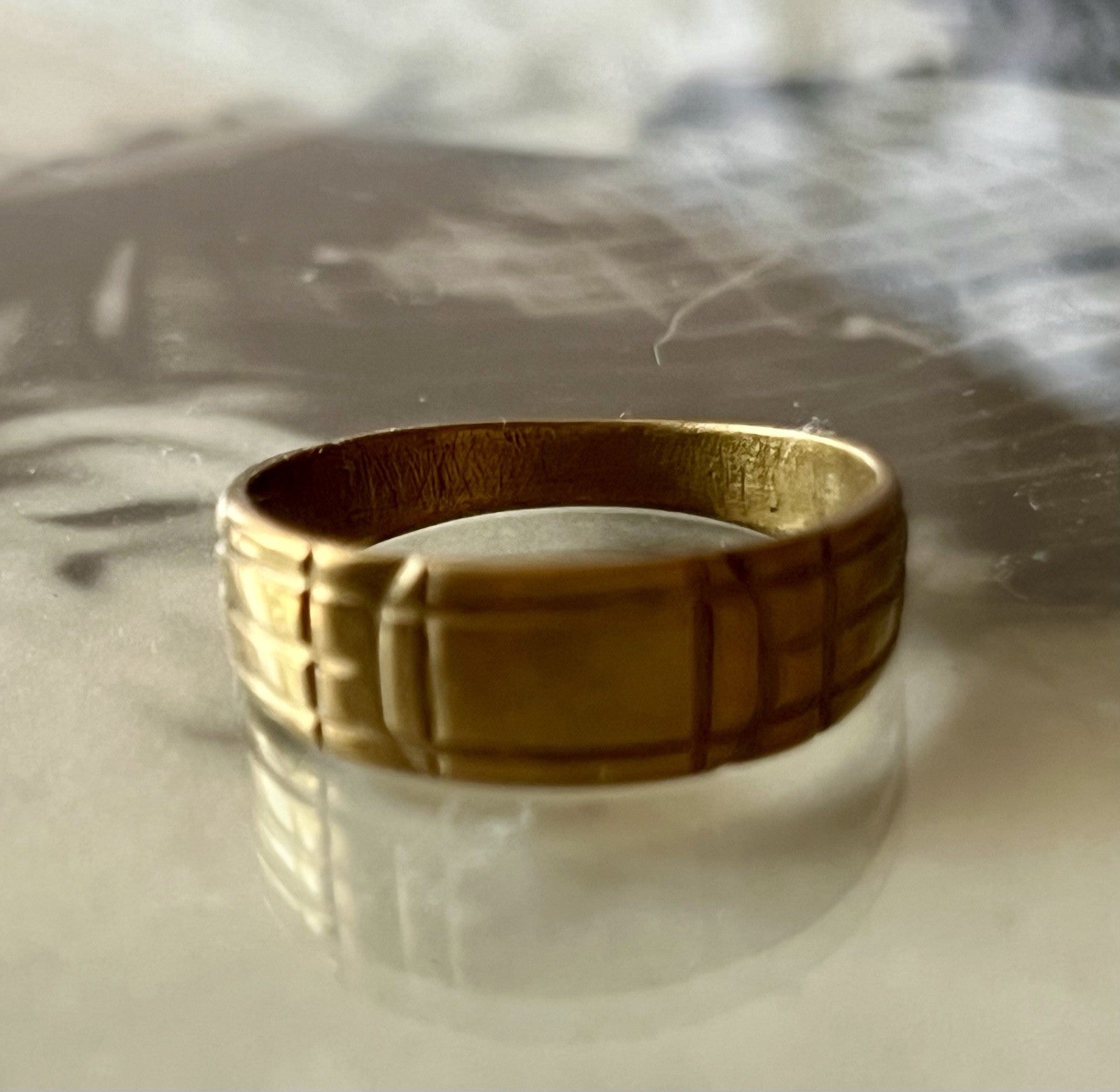 Antik? Vintage Art Déco Herren RING Siegelring Messing?  ~Gr.65/66