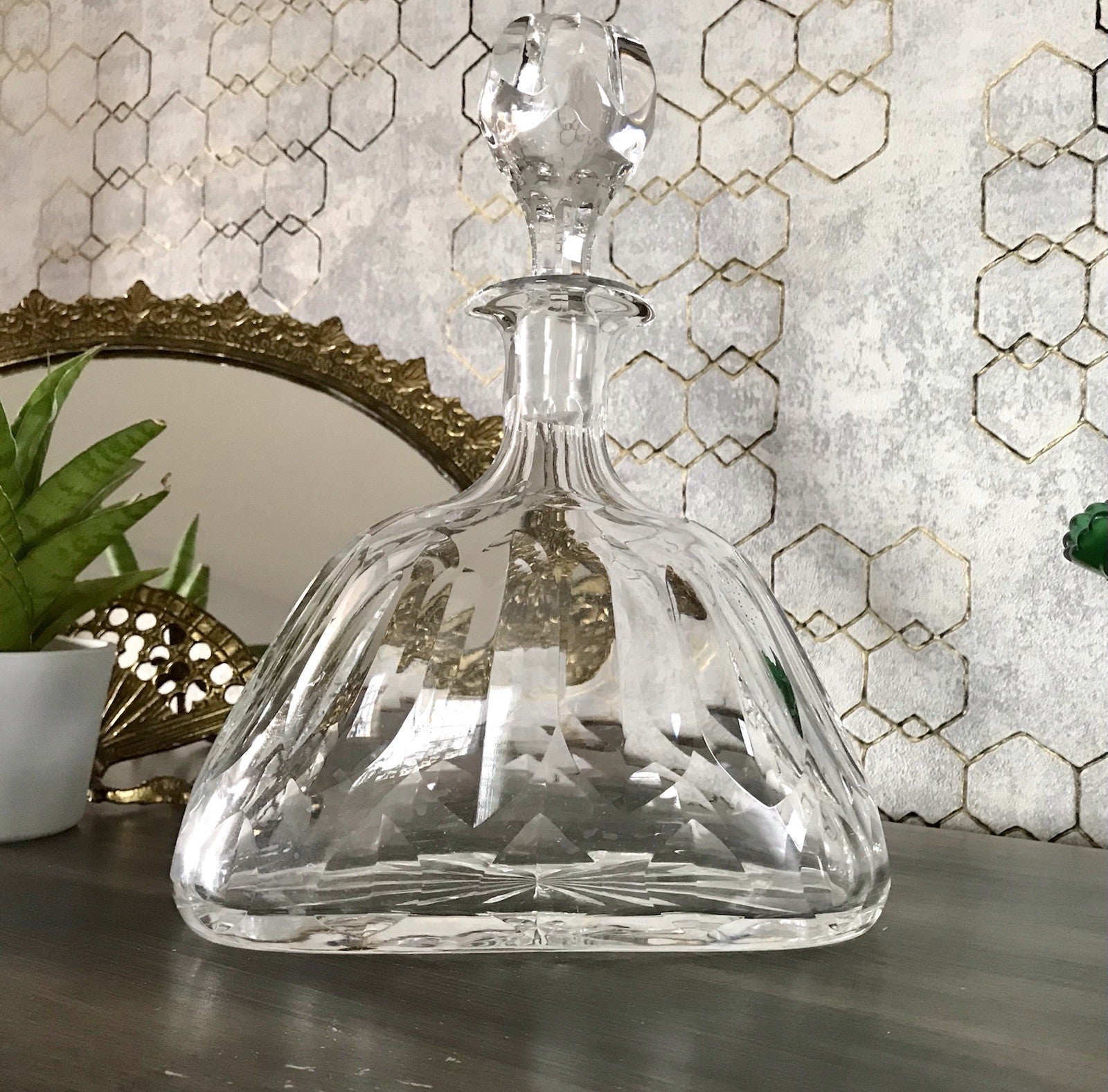 Antik ? Art Déco Kristallglas Bleikristall Design Karaffe EDEL ovoid