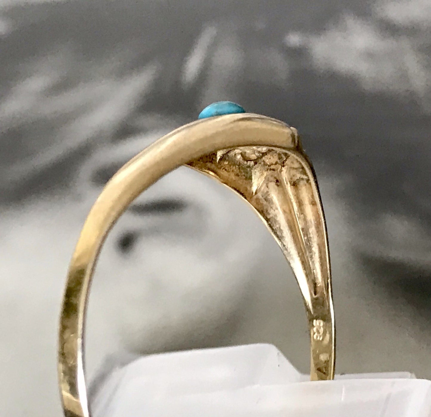 Vintage 1980er Ring blauer Stein Türkis? 925 Silber vergoldet Gr.67