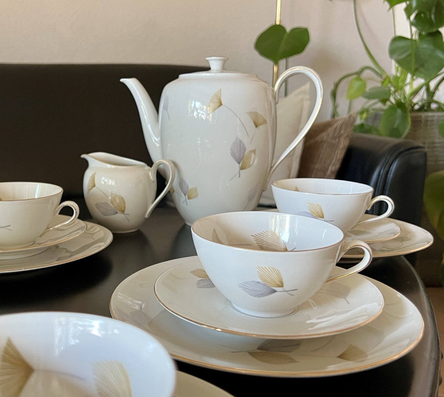 Edel Vintage Seltmann Weiden Porzellan Kaffeeservice 6 Pers. Elfenbein MCM