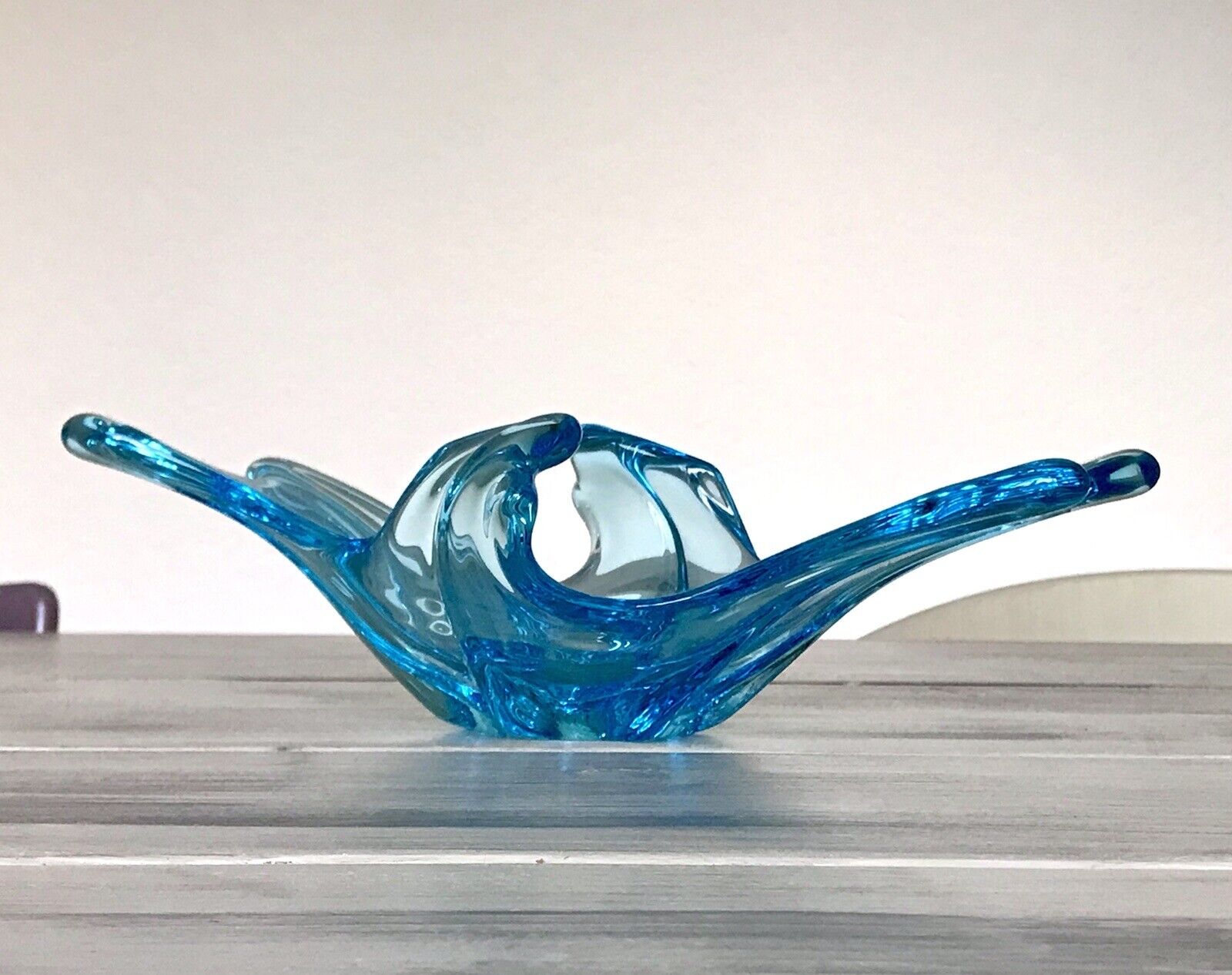 Murano 60er 70er Jahre Schale Glas Schön zipfelig türkis blau